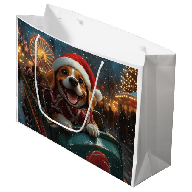Bolsa De Regalo Grande Beagle Dog Roller Coaster Navidades (Angulo Anverso)