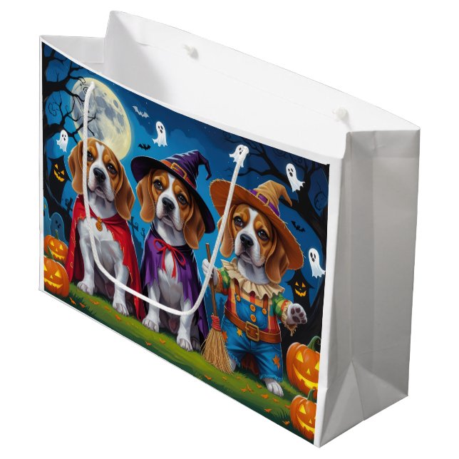 Bolsa De Regalo Grande Beagle Dogs Calabaza Halloween Gracioso (Angulo Anverso)