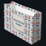 Bolsa De Regalo Grande Beaker & Test Tube Science Cumpleaños<br><div class="desc">Bolsa de regalo con un lindo dibujo de un tubo de ensayo y un vaso de agua. Perfecto para los tipos científicos.</div>
