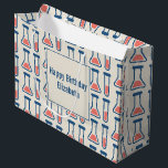 Bolsa De Regalo Grande Beaker & Test Tube Science Cumpleaños<br><div class="desc">Bolsa de regalo con un lindo dibujo de un tubo de ensayo y un vaso de agua. Perfecto para los tipos científicos.</div>