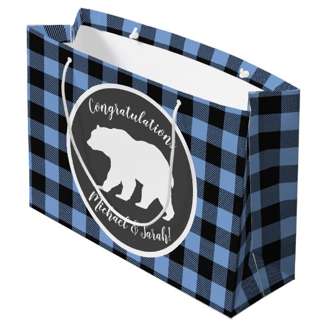Bolsa De Regalo Grande Bear Baby Shower Boy Blue (Angulo reverso)
