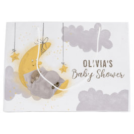 Bolsa De Regalo Grande Bear Moon Stars Gray Clouds Neutral Baby Shower