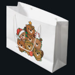 Bolsa De Regalo Grande Beaver Christmas Tree Funny Animal Christmas Large<br><div class="desc">The beavers look like a Christmas tree. With fairy lights and Santa's hats they are perfect for Christmas. Every beaver lover is happy about cute animals for the winter holidays.</div>