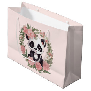 Bolsa De Regalo Grande Bebé Adorable Panda Bear con Flores