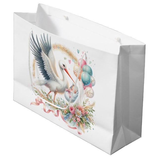 Bolsa De Regalo Grande Bebé Chica Stork (Angulo Anverso)