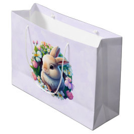 Bolsa De Regalo Grande Bebé conejo entre las coloridas flores de primaver
