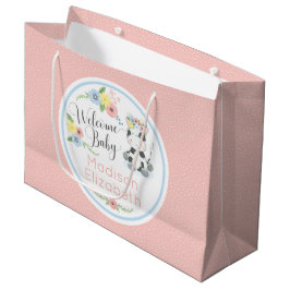 Bolsa De Regalo Grande Bebé Cow Floral Calf Bienvenida Bebé Personalizado