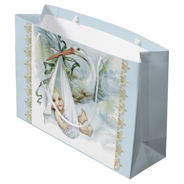 Bolsa De Regalo Grande Bebé de cigüeña azul (Angulo reverso)