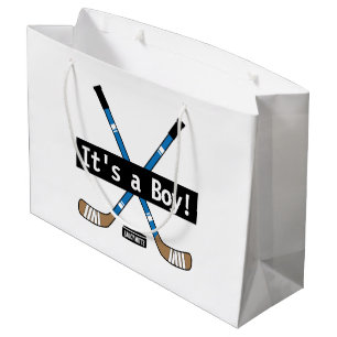 Bolsa De Regalo Grande Bebé de hockey es un chico o un Chica pegamento de