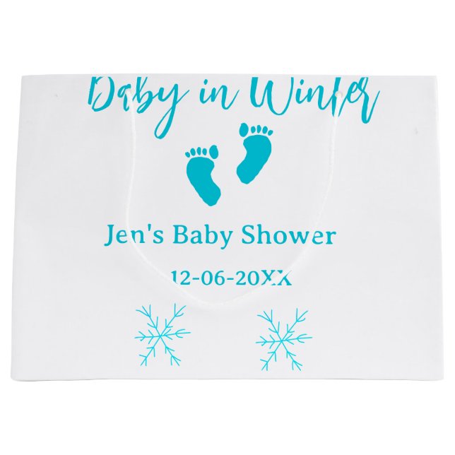 Bolsa De Regalo Grande Bebé en invierno ducha de bebé azul pies bebé neva