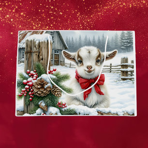 Bolsa De Regalo Grande Bebé festivo lindo en los Navidades de la granja
