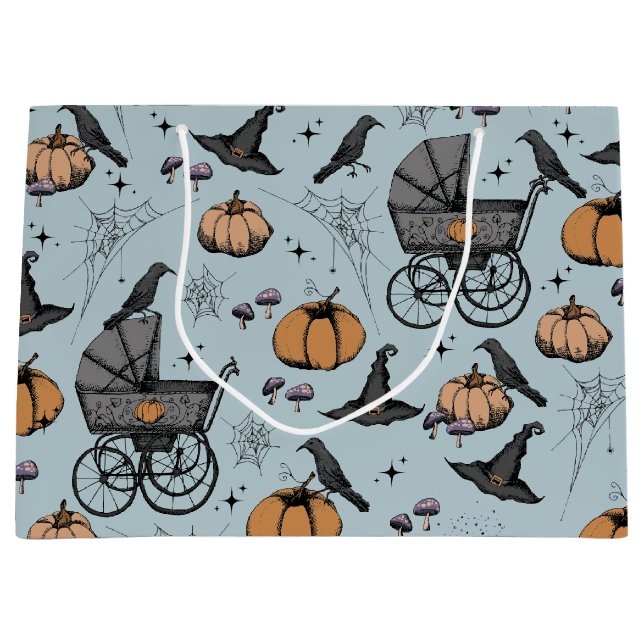 Bolsa De Regalo Grande Bebé gótico Carriage Halloween Azul (Anverso)