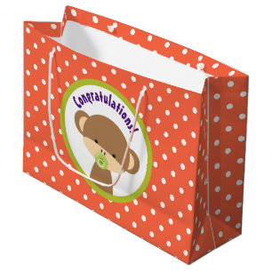 Bolsa De Regalo Grande Bebé marrón con felicitaciones pacificadoras