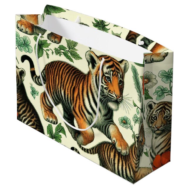 Bolsa De Regalo Grande Bebé ventilado y tigre sin foco (Angulo reverso)