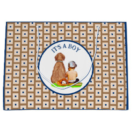 Bolsa De Regalo Grande Bebé y perro de béisbol tema Baby Shower