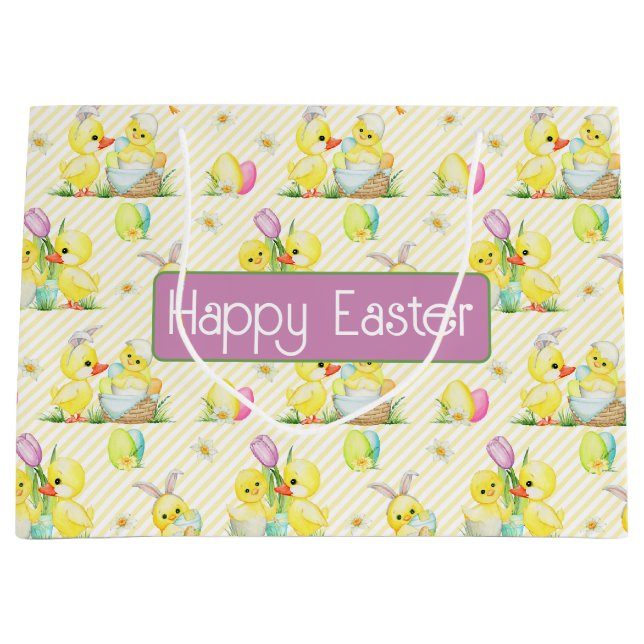 Bolsa De Regalo Grande Bebés de Pascua y pollos (Anverso)
