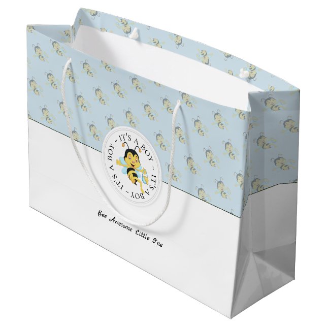 Bolsa De Regalo Grande Bee Awesome Baby Boy | Monograma personalizado (Angulo reverso)