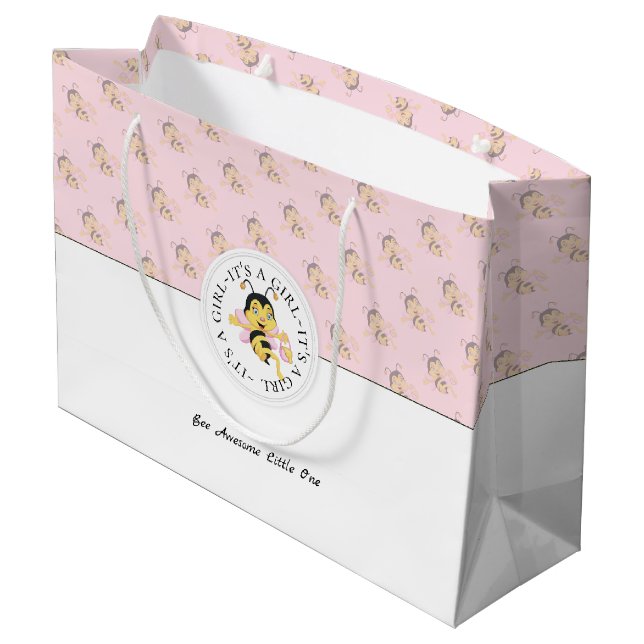 Bolsa De Regalo Grande Bee Awesome Baby Girl | Monograma personalizado (Angulo reverso)