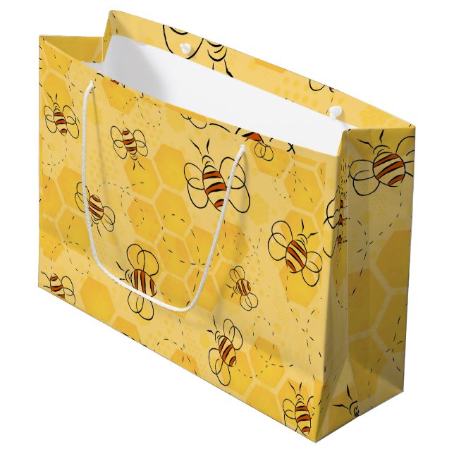 Bolsa De Regalo Grande Bee Buzzing Honey Bees Cute (Angulo Anverso)