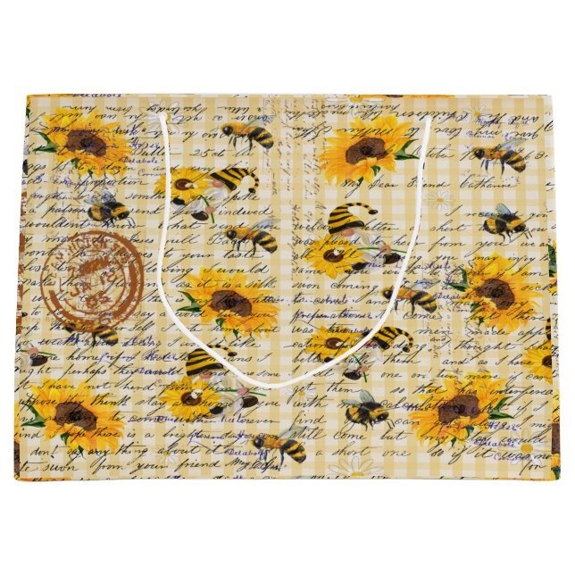 Bolsa De Regalo Grande Bee Gnome Sunflower (Anverso)