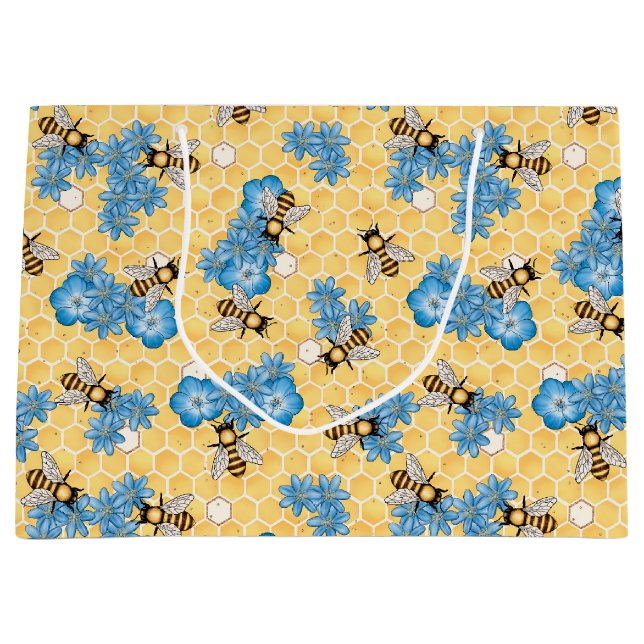 Bolsa De Regalo Grande Bees Honey Honeycomb Gift Bag (Anverso)