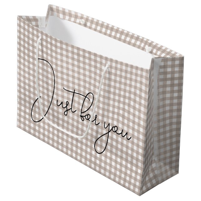 Bolsa De Regalo Grande Beige Gingham Print (Angulo Anverso)