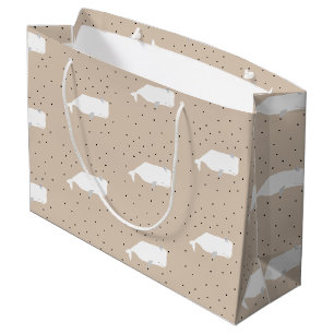 Bolsa De Regalo Grande Beige neutral de ballena blanca