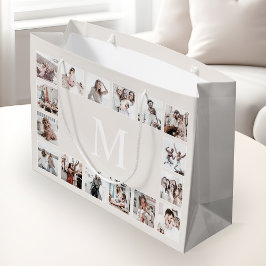 Bolsa De Regalo Grande Beige personalizado Collage de fotos personalizado