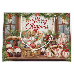 Bolsa De Regalo Grande Béisbol con tema de Navidad en Panadería