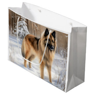 Bolsa De Regalo Grande Belgian Tervuren Deja que nieve Navidad