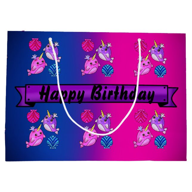 Bolsa De Regalo Grande Bellas ballenas con conchas marinas (Reverso)