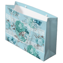 Bolsa De Regalo Grande Bellos Rosas azules Detalles del encaje