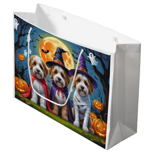 Bolsa De Regalo Grande Bernedoodle Dogs Pumpkin Halloween Funny (Angulo Anverso)