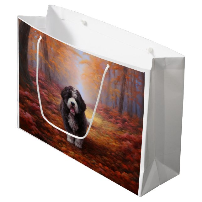 Bolsa De Regalo Grande Bernedoodle en otoño se inspira la caída de las ho (Angulo Anverso)