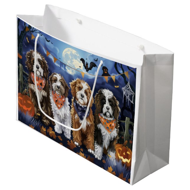 Bolsa De Regalo Grande Bernedoodle Halloween Spooky (Angulo Anverso)