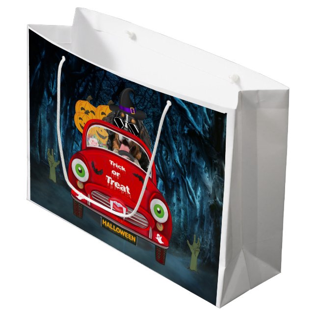 Bolsa De Regalo Grande Bernese Mountain Dog Driing Car Sasuy Halloween (Angulo Anverso)