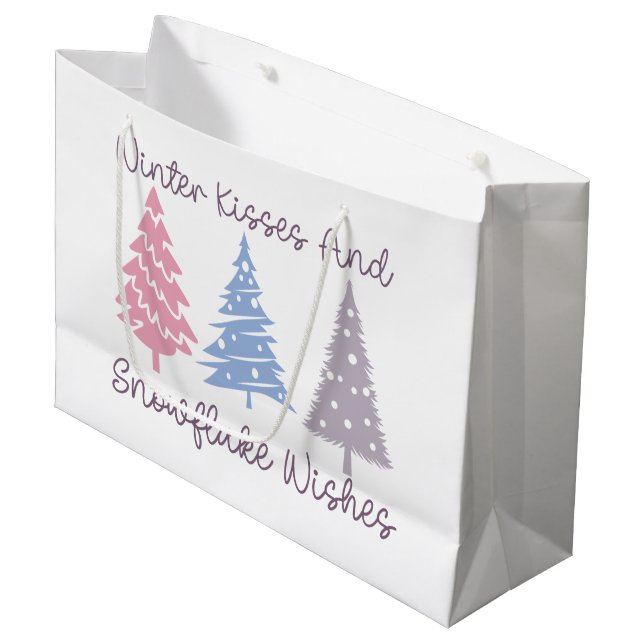 Bolsa De Regalo Grande Besos de invierno y deseos de copas de nieve (Angulo Anverso)