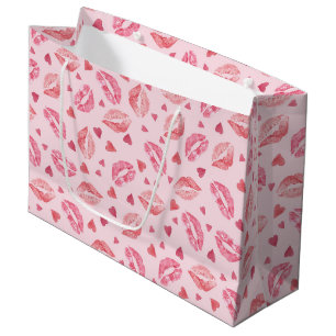 Bolsa De Regalo Grande Besos de la tarjeta del día de San Valentín
