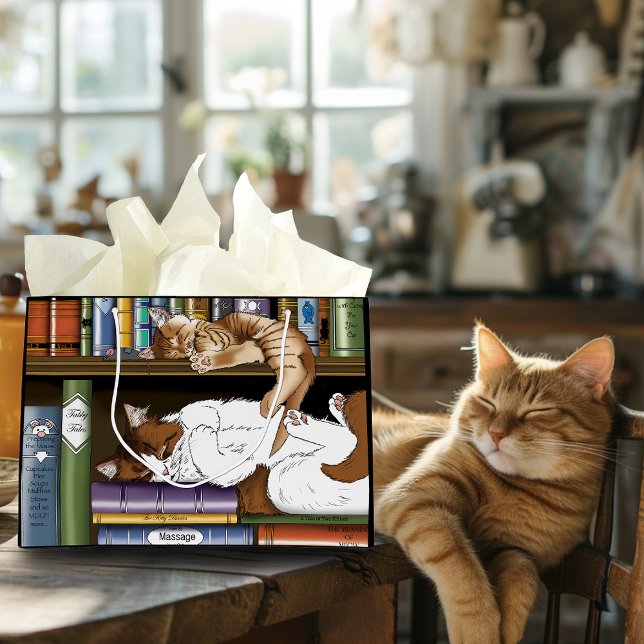 Bolsa De Regalo Grande Biblioteca de libros Shelf Cats (Subido por el creador)