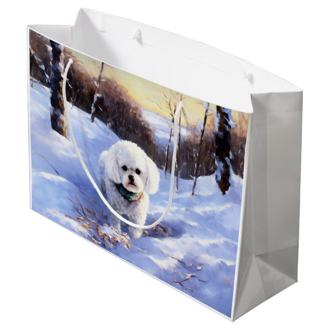 Bolsa De Regalo Grande Bichon Frise Let It Snow Navidades (Angulo reverso)