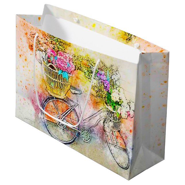 Bolsa De Regalo Grande Bicicleta y flores (Angulo Anverso)