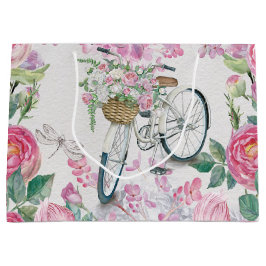 Bolsa De Regalo Grande Bicicleta y flores elegantes