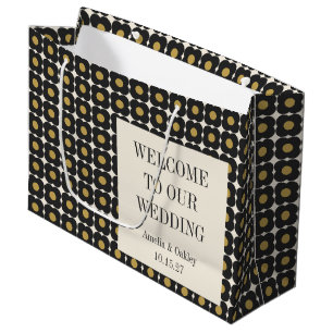 Bolsa De Regalo Grande Bienvenida a Boda floral de oro negro de mediados 