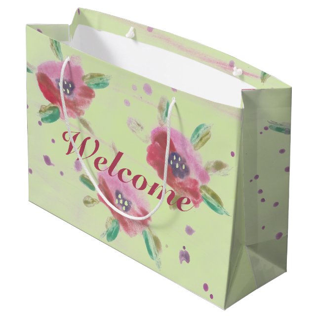 Bolsa De Regalo Grande Bienvenida a evento con flores para damas (Angulo reverso)