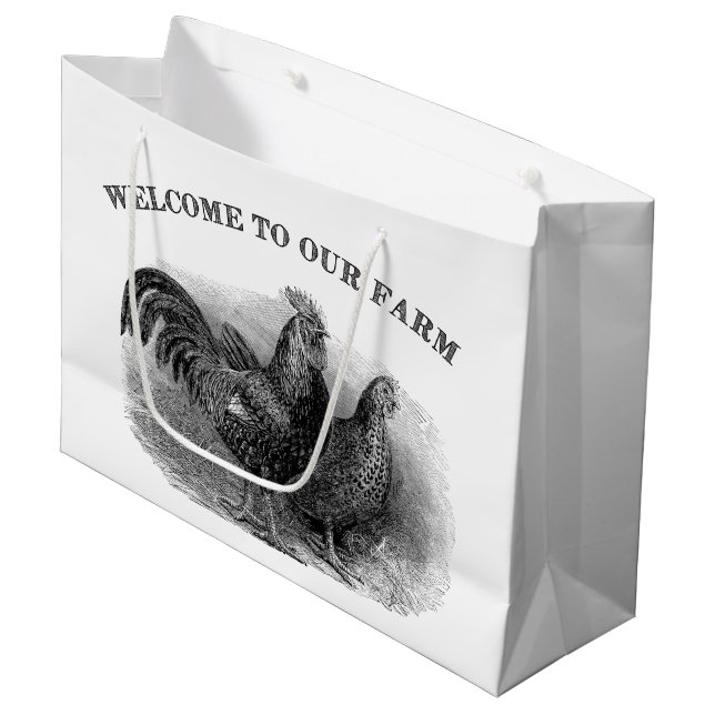 Bolsa De Regalo Grande Bienvenidos a nuestro fiesta de gallinas de gallo  (Angulo Anverso)