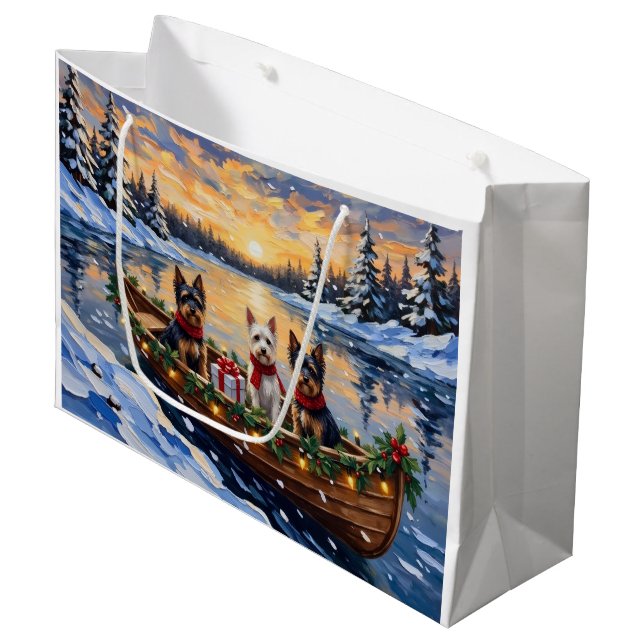 Bolsa De Regalo Grande Biewer Terrier Christmas Boat Holiday (Angulo Anverso)