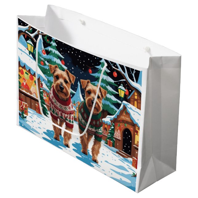 Bolsa De Regalo Grande Biewer Terrier Dogs Christmas Snow Holiday (Angulo Anverso)