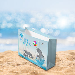 Bolsa De Regalo Grande Billete gráfico de delfín salpicado Voleibol Océan