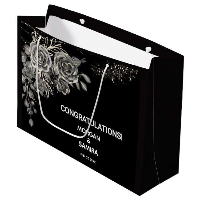 Bolsa De Regalo Grande Black and white elegant boho wedding  (Angulo Anverso)
