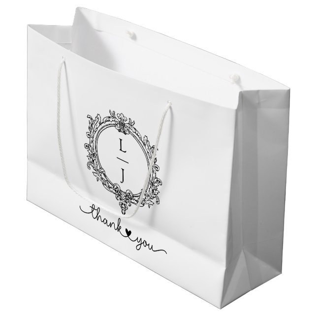 Bolsa De Regalo Grande black and white foliage Crest wedding invitation (Angulo Anverso)